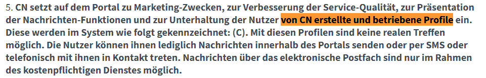 Ausschnitt aus den AGB von Fremdgehen69.com