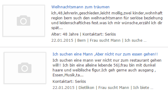 Beispiele für Kontaktanzeigen