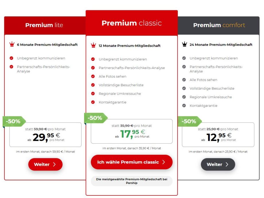Parship 50% Rabatt in der Schweiz