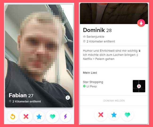 Swipen und Profilinfos auf Tinder