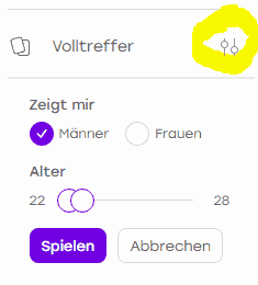 Suchfilter beim Volltreffer